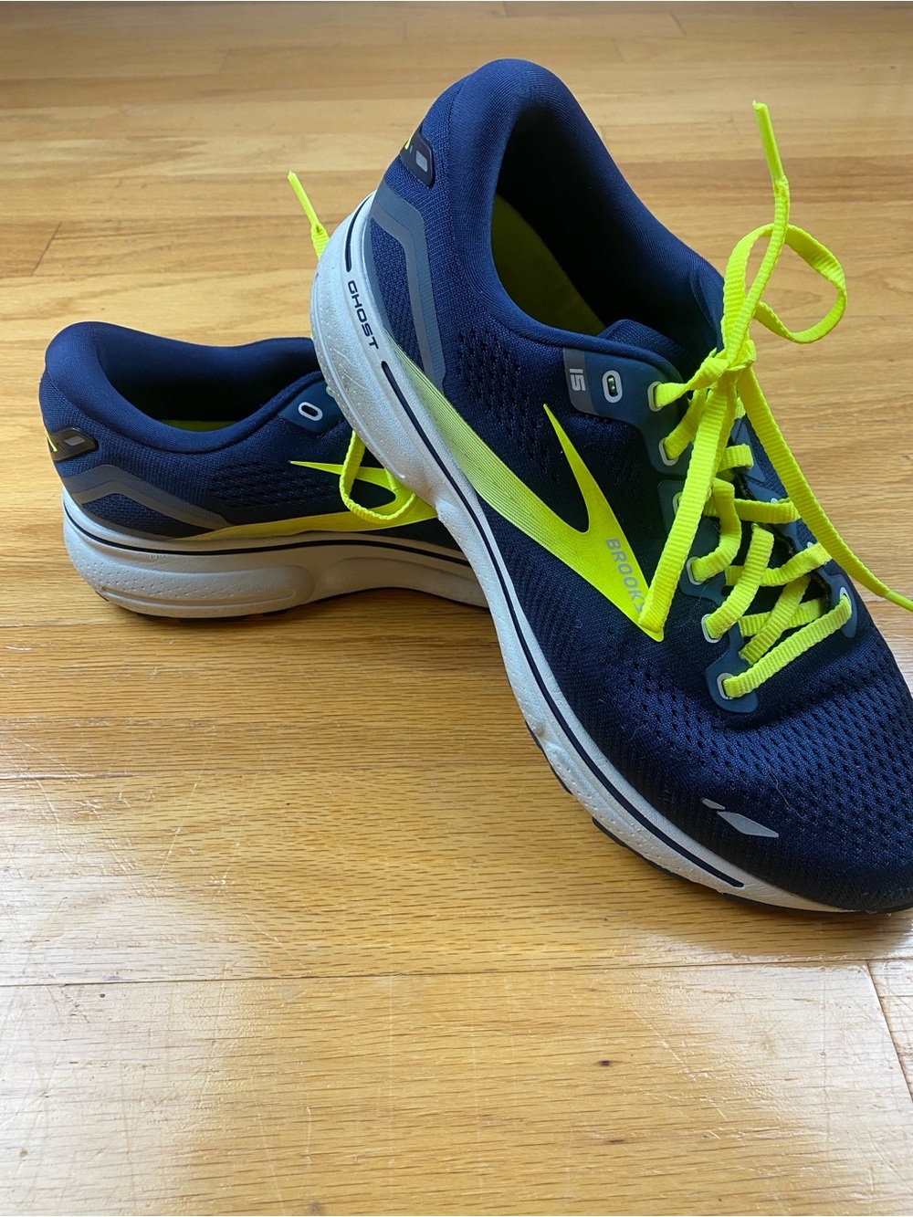 Brooks Ghost 15 Men's Running Shoes Peacoat Nightlife Navy Yellow 9.5 D
